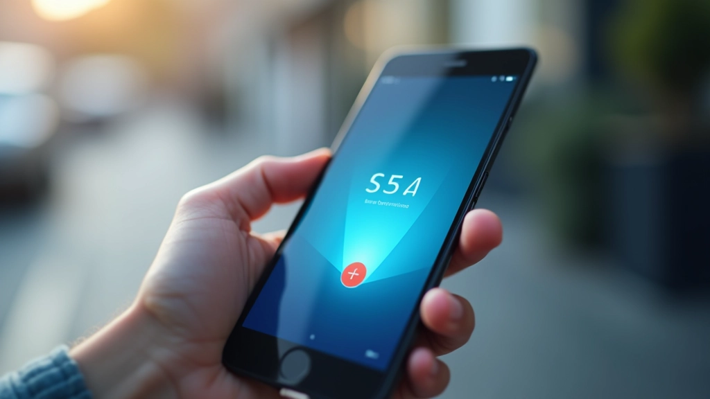 Smartfon wyświetlający aplikację bankową z automatycznym transferem pieniędzy i potwierdzeniem biometrycznym